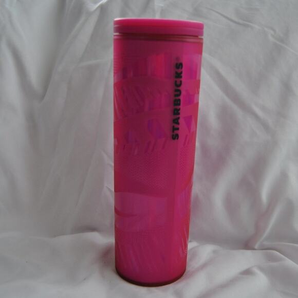 Starbucks Pink Cup Shiny Leaf Design - Picture 1 of 9